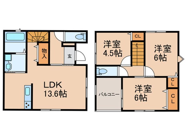 カーサグランデB棟の物件間取画像